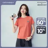 GIORDANO Áo Phông Nữ 100% Cotton Nhỏ Thêu Tee Cổ Tròn Tay Ngắn Đơn Giản Thời Trang Mùa Hè Áo Phông Free Shipping 13324321