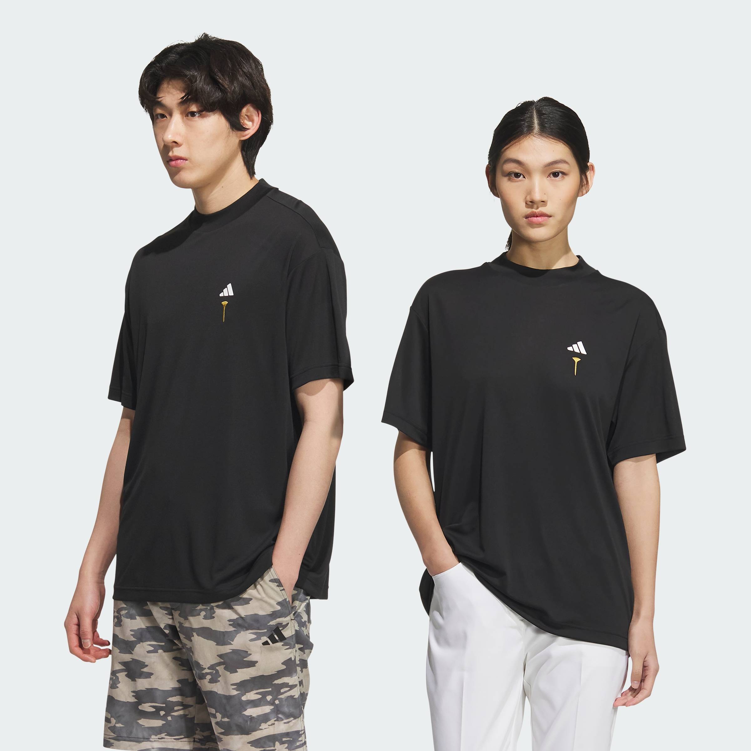 [0H-2H 15.7-VOUCHER 15%] adidas Đánh gôn Áo Thun Ngắn Tay Cổ Đứng Họa Tiết Graphic Sau Lưng HEAT.RDY Unisex Đen JF4584