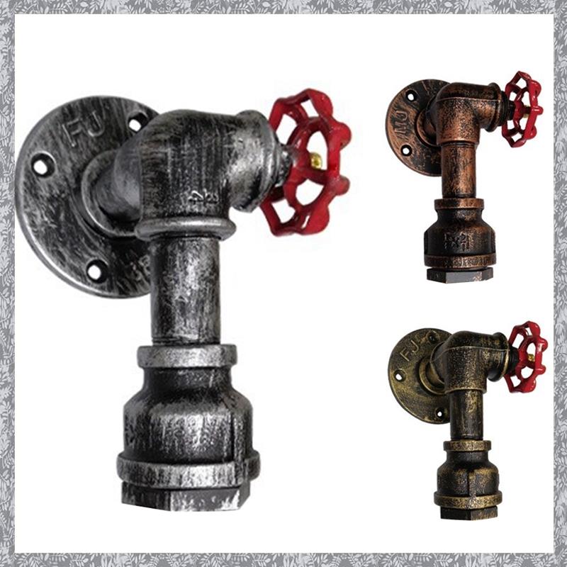 J3(OYBE) Vintage Water Pipe Wall Lamp Faucet Shape Steam Punk Loft Industrial Iron Rust Retro Home B
