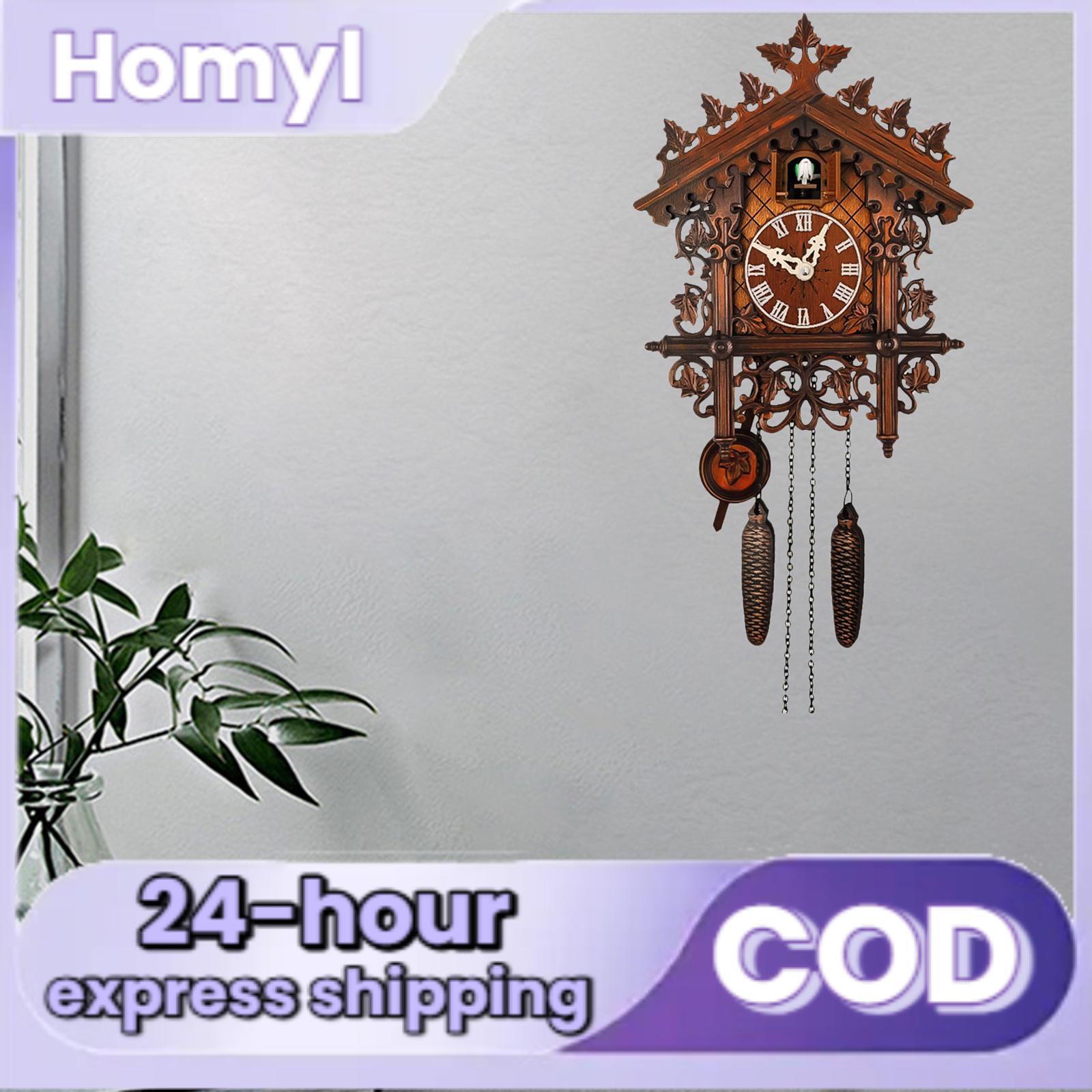 Wooden Retro Cuckoo Clock Wall Clocks Farmhouse Clock Ornament Windchime