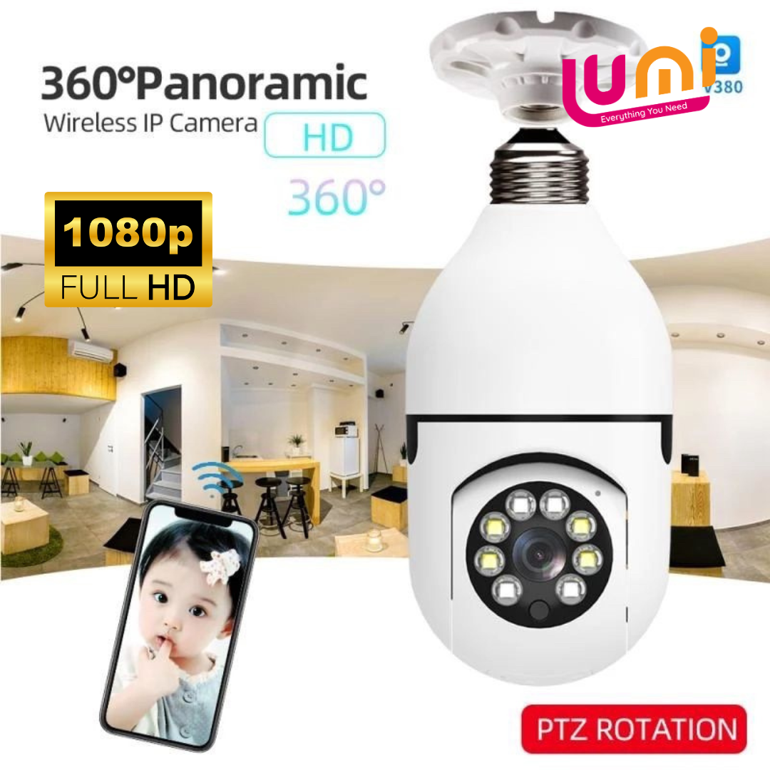 CCTV KAMERA E27 WIRELESS BOHLAM 1080P SMART WIFI 360° WIDE ANGLE ROTATION PANORAMIC VIEWING IP CAMERA PENGELIHATAN MALAM INFRARED - Merek Tidak Ada Merek Harga 91,000 rupiah*Gratis Ongkir