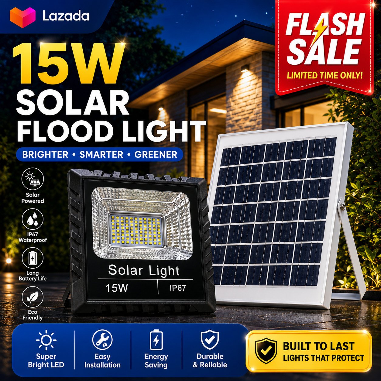 ไฟโซล่าเซลล์ 500W โคมไฟโซล่าเซลล์ สปอตไลท์โซล่าเซลล์ ไฟ LED โซล่าเซลล์ กันน้ำ ไฟกลางแจ้ง ไฟสนาม ไฟส่องสว่าง ไฟถนนโซล่าเซลล์ ไฟภายนอกอาคาร ไฟโรงรถ ไฟสวน ไฟรั้ว สว่างอัตโนมัติ พร้อมรีโมท 15W 25W 40W 60W 100W 200W 300W 500W Solar Flood Light Spotlight
