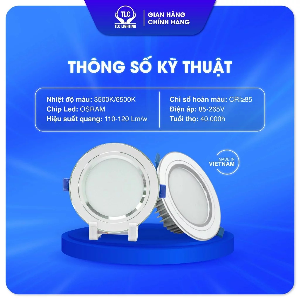 Đèn LED Âm trần Eyecare chống ẩm Prime TLC AECP Viền Bạc Khối Đúc 8W 10W Tuổi Thọ 40000h Tiết Kiệm Điện Năng Siêu