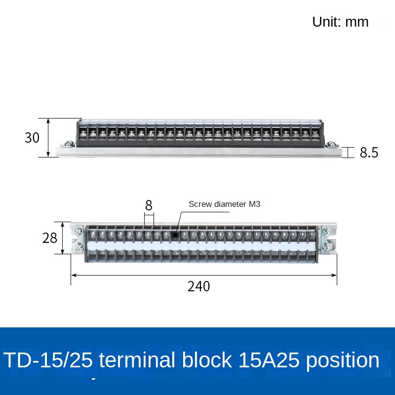 Đầu Nối Dây Điện TD 15/25 Chint | tùy chọn TD-1510 - Cài Ray, 15A/20A, domino terminal Cho Hệ Thống Điện