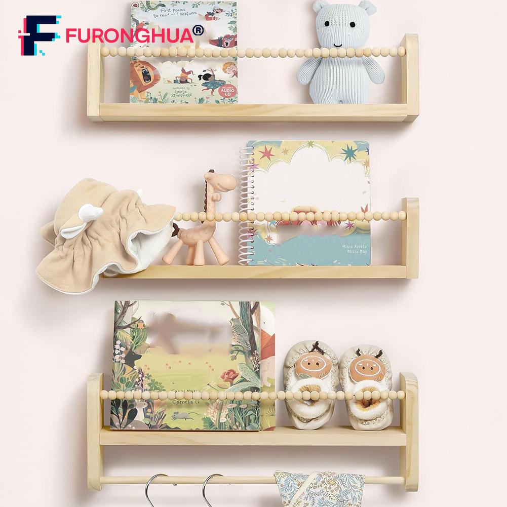 100% Premium Pine Wood Kids Room Storage Natural Wood Floating Shelves ราคา 1,907 บาท*ส่งฟรี