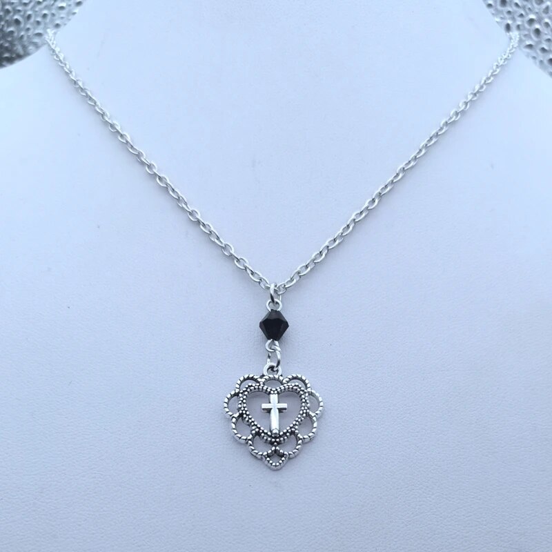 Phong Cách Gothic Punk Hollow chéo hình trái tim Mặt dây chuyền Tôn Giáo Nghệ Thuật Tối Goth Dây Chuyền Cho Phụ Nữ Rock Quà Tặng Kim Loại