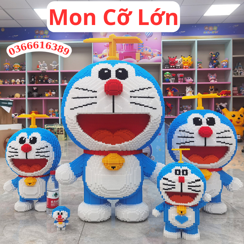 Le.go Mô hình Lego Doremon cỡ lớn 65cm 68cm, Đồ chơi xếp hình le.go Doraemon cỡ lớn, Lego Doraemon chong chóng Tặng Búa
