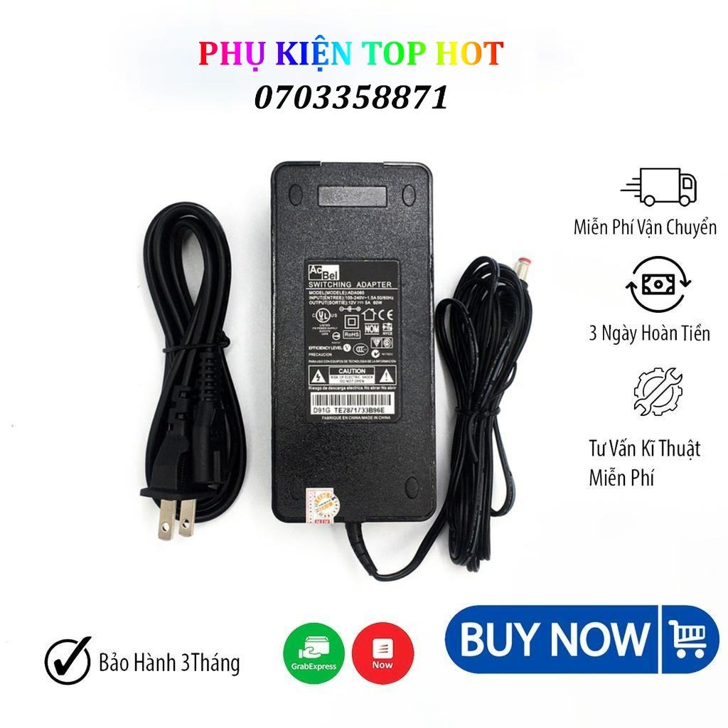 Nguồn adapter 12v5a acbel dùng cho camera led dây 5050 12v 5a