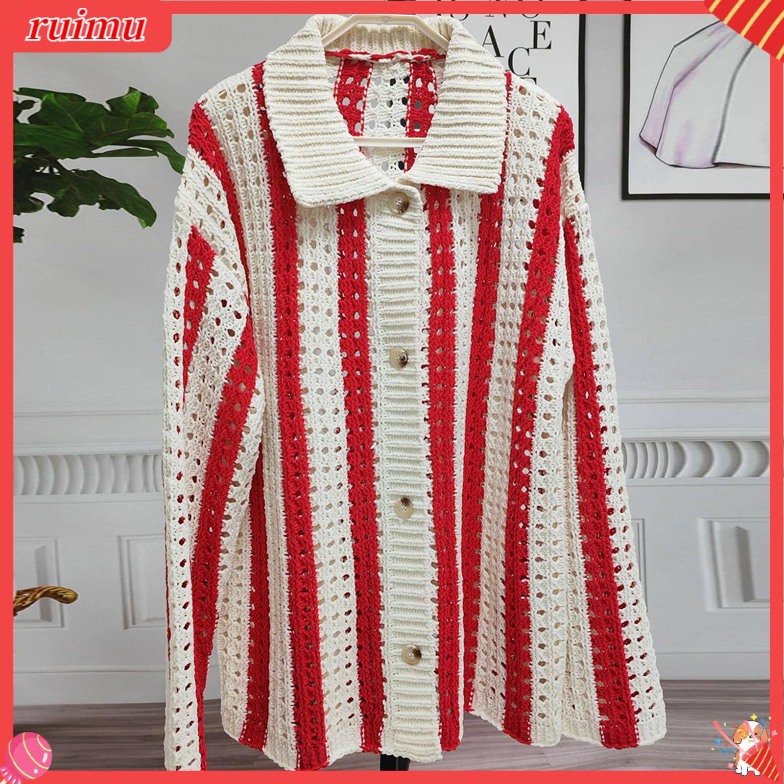 Ruimu nam kẻ sọc cardigan Áo khoác dệt kim của nam giới chạm khoét Cardigan áo với ghép màu chắp vá thời trang mùa xuân cho nam giới