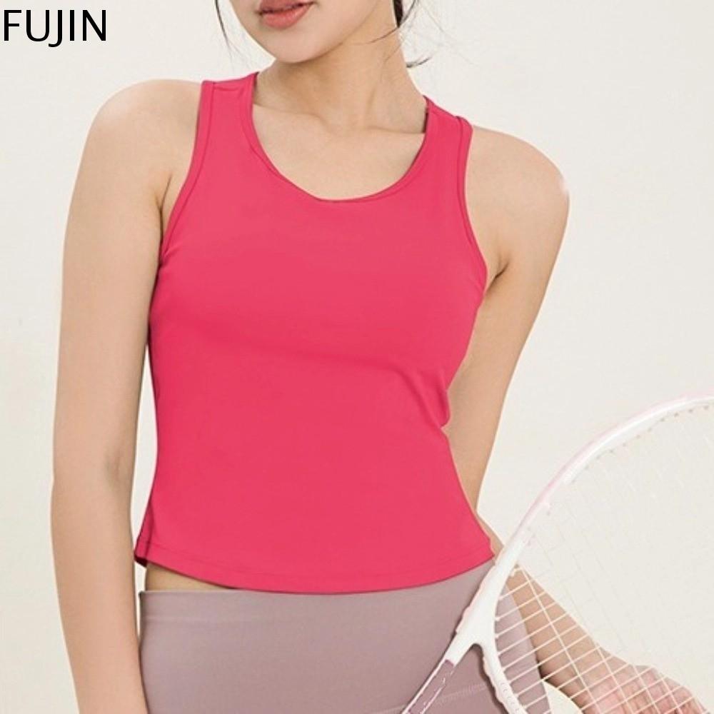 FUJIN Cúp không chạy Áo tập yoga Thiết kế cổ tròn Chống ánh sáng Áo vest bó sát Linh hoạt Thoải mái Áo tank thể thao Thực hành Yoga