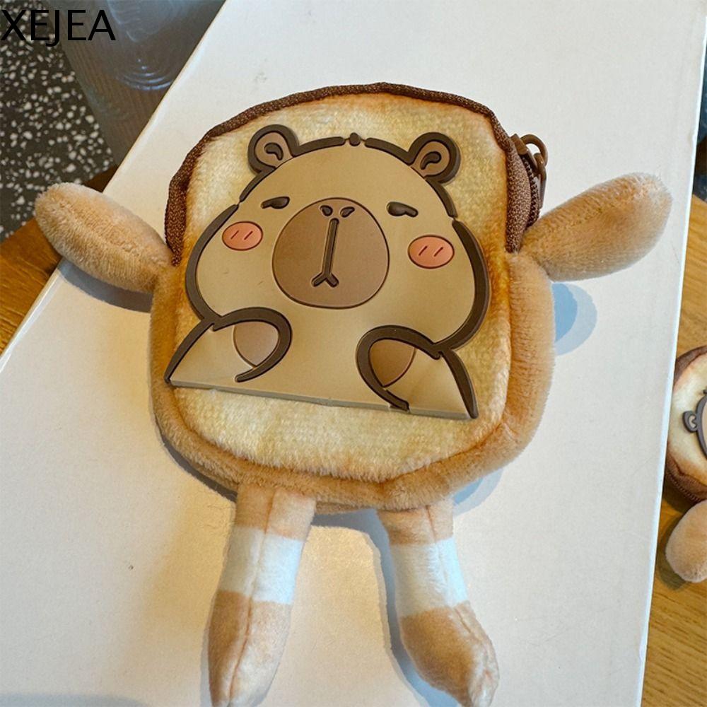 XEJEA Dễ thương diễn xuất Ví đựng tiền xu vải nhung lông capybara Yêu Bạn Động vật hoạt hình Ví vải nhung lông capybara Dễ thương Mini Túi vải nhung lông capybara Đồ trang trí treo