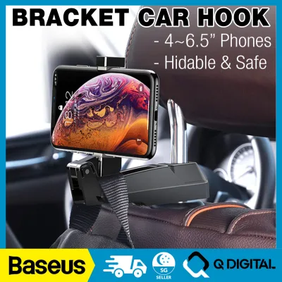 Baseus Vehicle Car Back Seat Hook Car Mount Holder For Phone 360 Degree Headrest Bracket Car Phone Holder