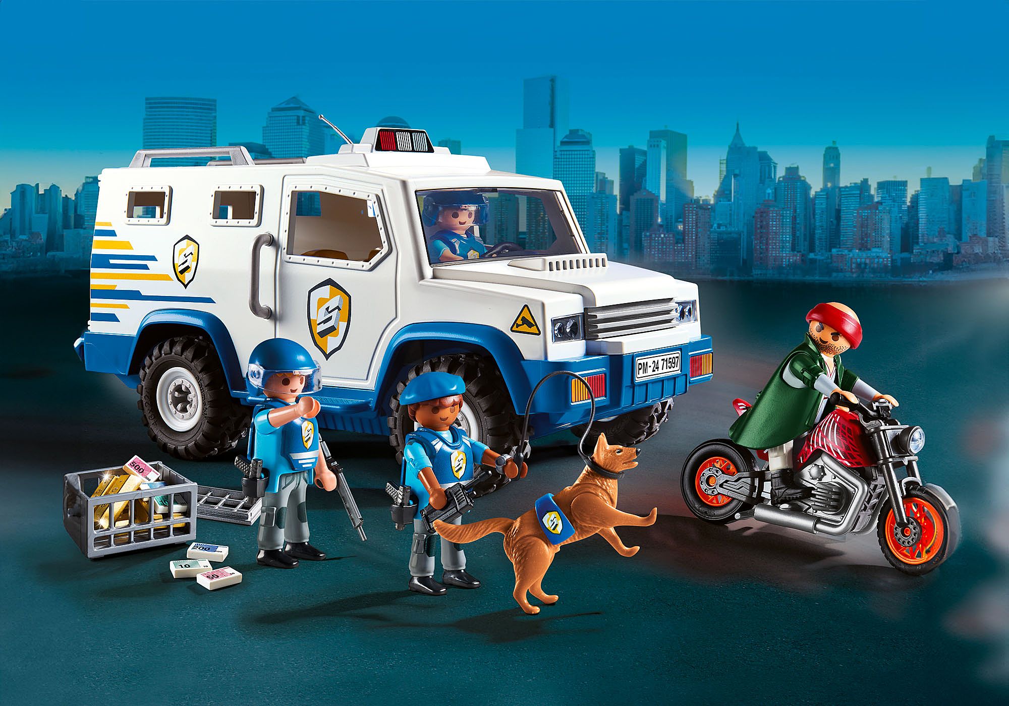 Playmobil 71597 50th Years Police Money Transporter 50 ปี การ์ดรถขนเงิน และโจร ราคา 2,500 บาท*ส่งฟรี