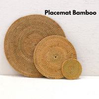 IMPODIO Placemat Rotan Anyam Aesthetic | Tatakan Piring Gelas Bambu Natural 3 Ukuran