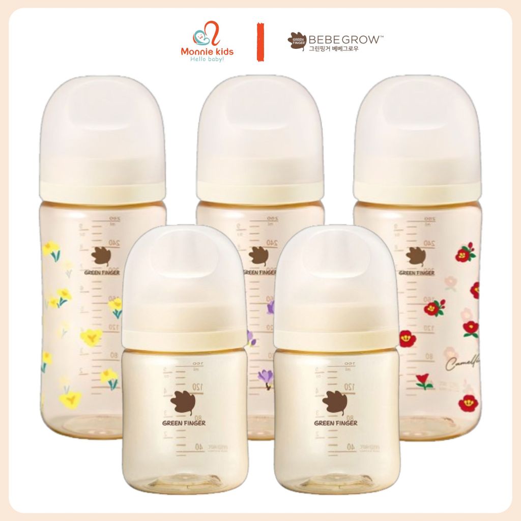 Green Finger Ppsu Milk Bottles 160ml 280ml for Babies, Anti-Colic Baby Bottles - Monnie Kids
