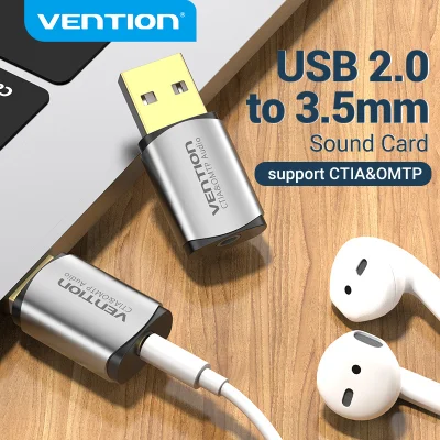 Vention Sound Card USB to aux audio jack adapter USB2.0 to 3.5mm converter Headset Headphone USB Sound Card for Laptop Speaker Earphone PC PS4 USB External Sound Card