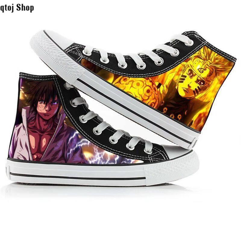 Qtoj Shop gày Sneaker vải bố Giày nam cao cổ Anime Naruto