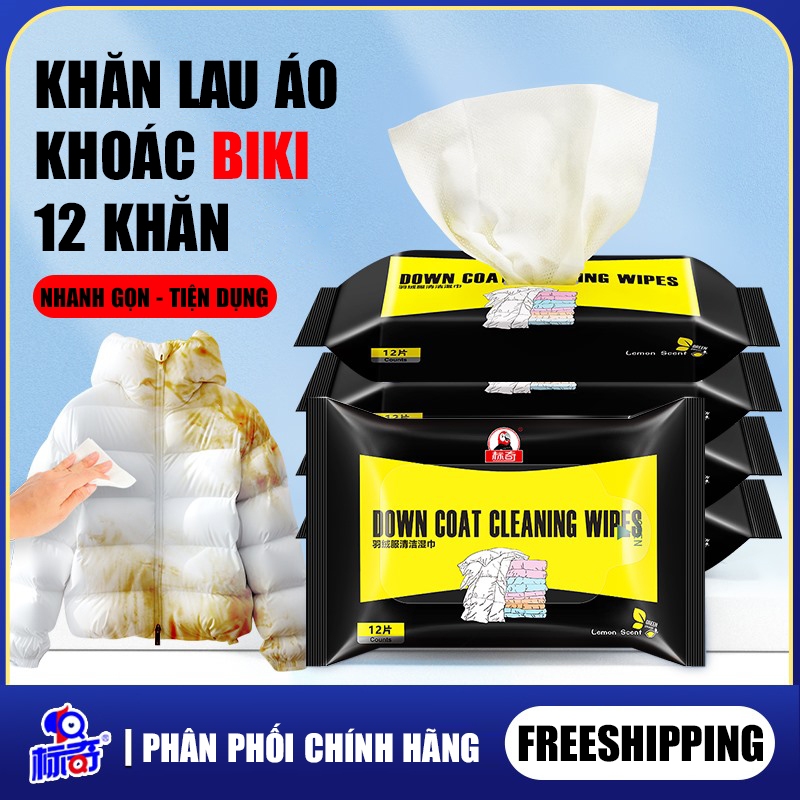 Khăn lau vệ sinh áo khoác DOWN COAT CLEANING WIPES 12 khăn tiện dụng , làm sạch áo khoác chỉ 1 bước