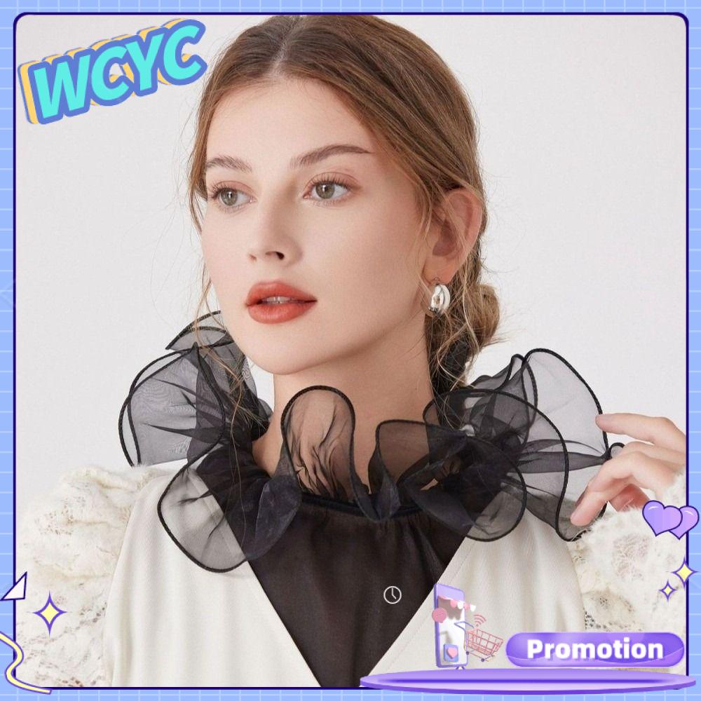 WCYC Viền ren Cổ áo giả Thiết kế xếp nếp Viền polyester Áo sơ mi nửa thân Thanh lịch Thoáng khí Dây đeo cổ Váy Áo Sơ Mi