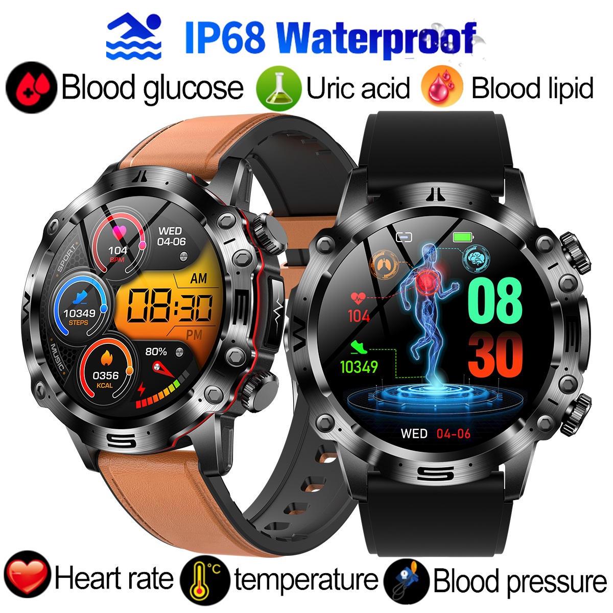 [ET482 Non-Invasive Blood Glucose Smart Watch Blood Lipid Uric Acid Body Temperature Monitoring Smartwatch For Men Women Bluetooth Call Sport Waterproof Bracelet,ET482 Non-Invasive Blood Glucose Smart Watch Blood Lipid Uric Acid Body Temperature Monitor ราคา 1,470 บาท*ส่งฟรี