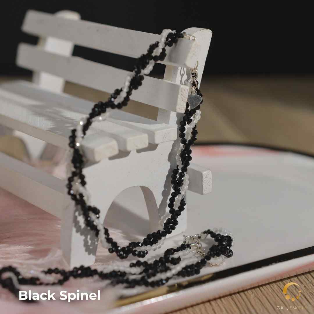 Black Spinel with Moonstone Bracelet