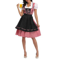 Womens Plaid Oktoberfest Costume German Dirndl Dress Traditional Bavarian Outfits for Halloween Festival Carnival Cosplay