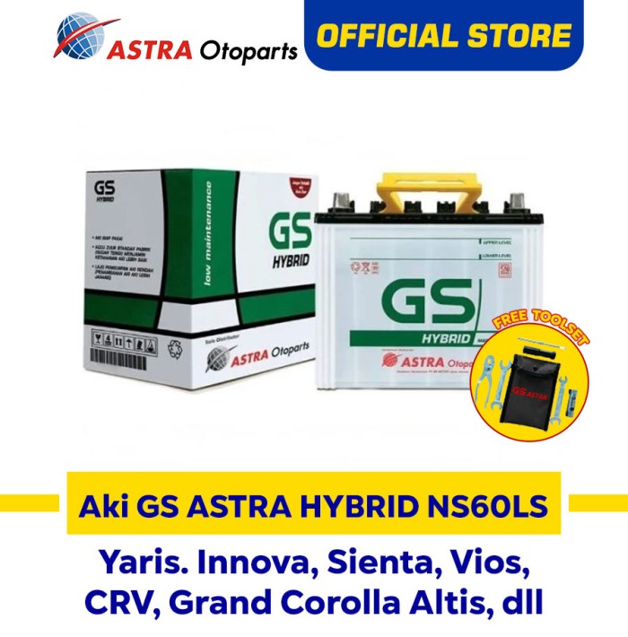 AKI GS ASTRA HYBRID NS60LS MOBIL YARIS, INNOVA, VIOS, SIENTA, CRV, DLL Harga  1,167,000 Ringgit*Penghantaran Percuma