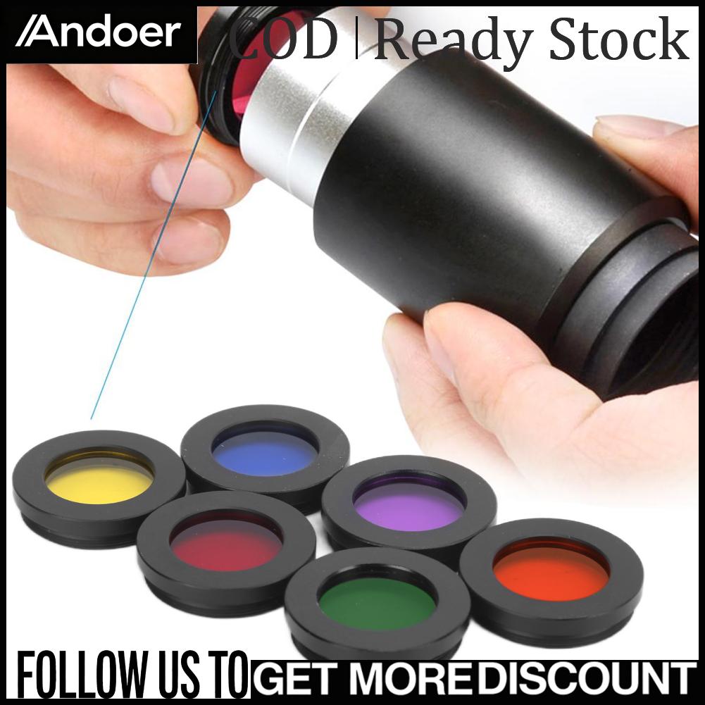 Andoer 6 ชิ้น/เซ็ตกล้องโทรทรรศน์ดาราศาสตร์ 1.25 นิ้วเลนส์ตาดาวเคราะห์และตัวกรองเนบิวลา ราคา 325 บาท*ส่งฟรี