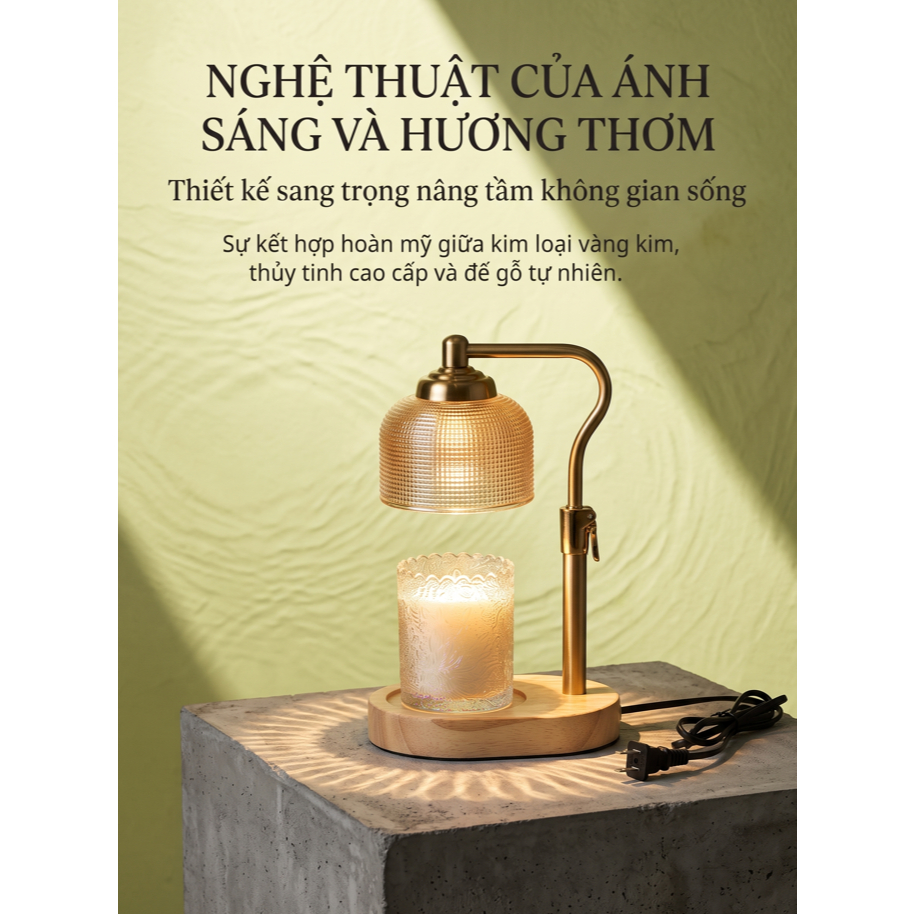 Đèn Đốt Nến Thơm (CÓ HẸN GIỜ) - LS-011H | TẶNG KÈM 2 BÓNG ĐÈN HALOGEN | Candle warmer lamp