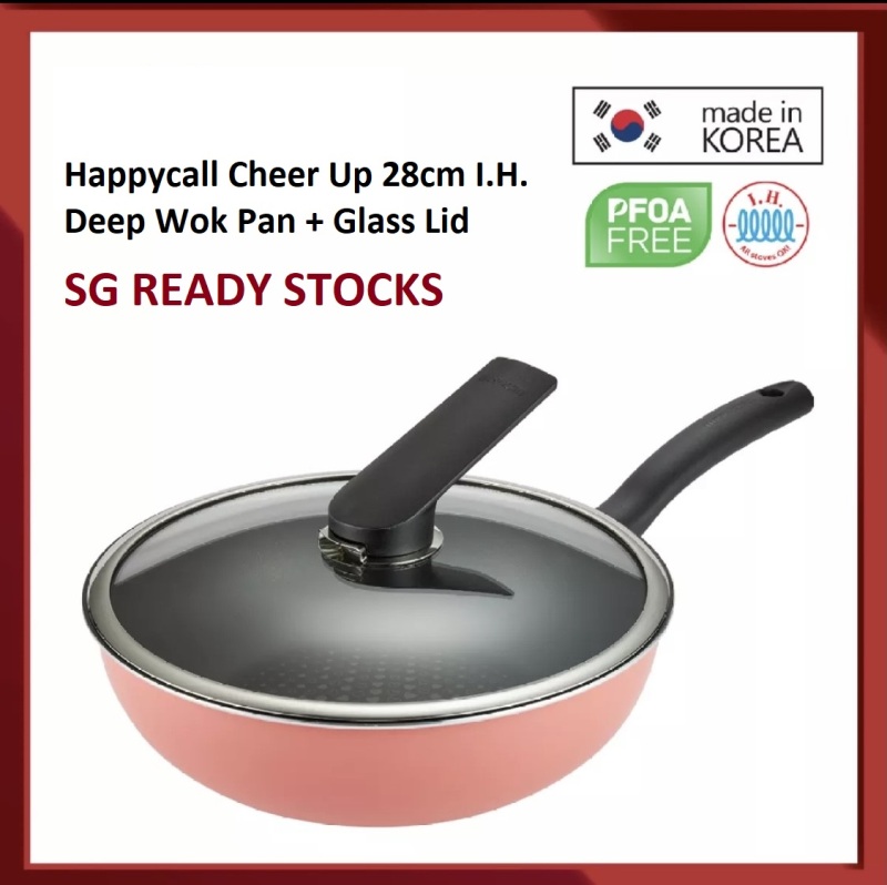 Happycall Cheer Up 28cm I.H. Deep Wok Pan + Glass Lid  Model N0 HC4900-0106 Singapore