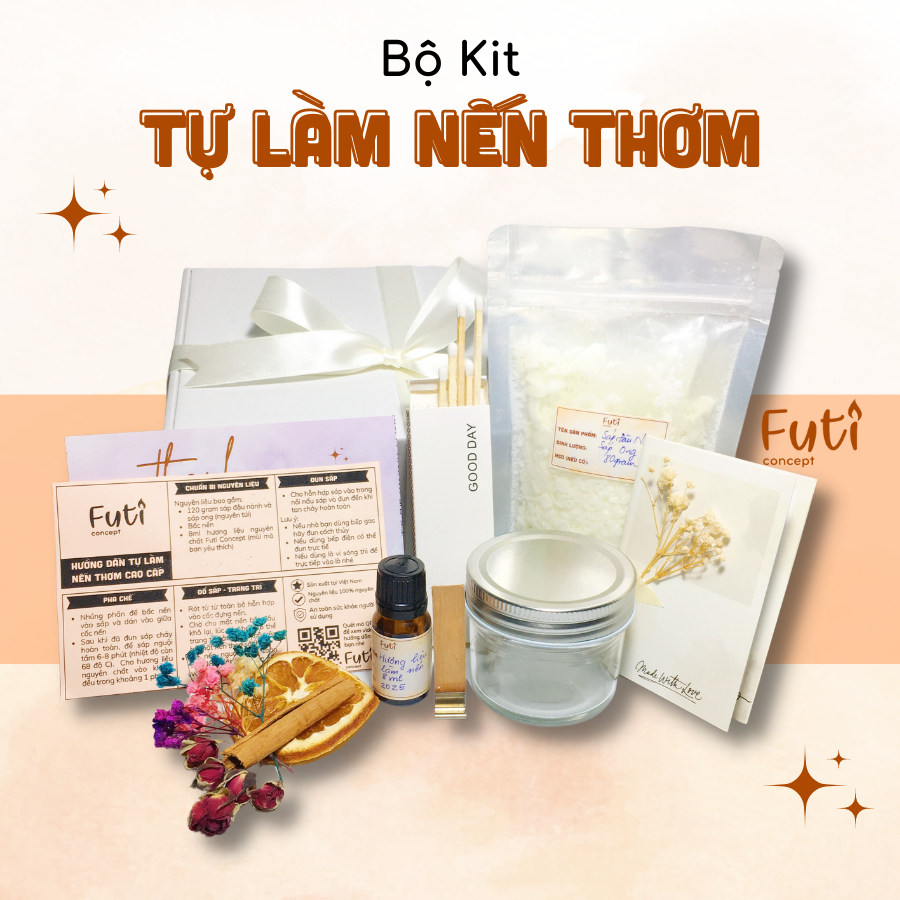 Set tự làm nến thơm tại nhà handmade, bộ kit diy tự làm nến thơm đủ thành phần
