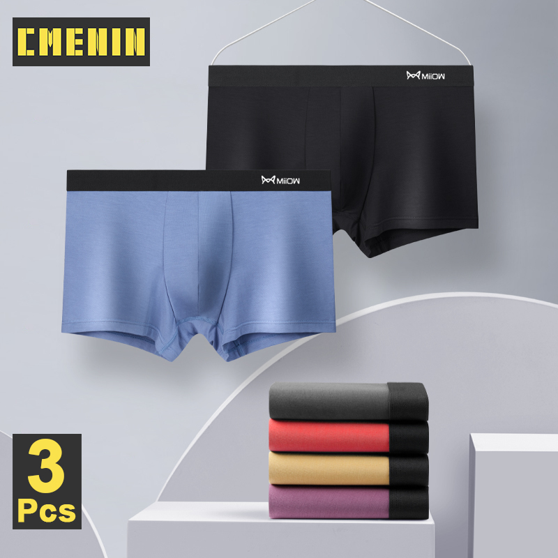 CMENIN MiiOW 3Pcs Fashion Modal Sexy Men Underpants Boxers Shorts Low Waist Trunks Man Underwear Boxer Men's Panties MRVS5009 ราคา 344 บาท*ส่งฟรี