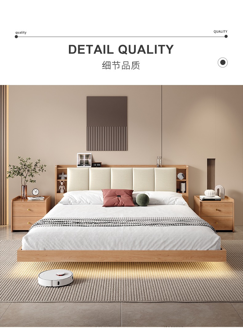Giường treo kiểu Nhật Bản giường tatami hiện đại đơn giản không có giường đầu giường giường đôi và giường ăn sáng giường ngắn