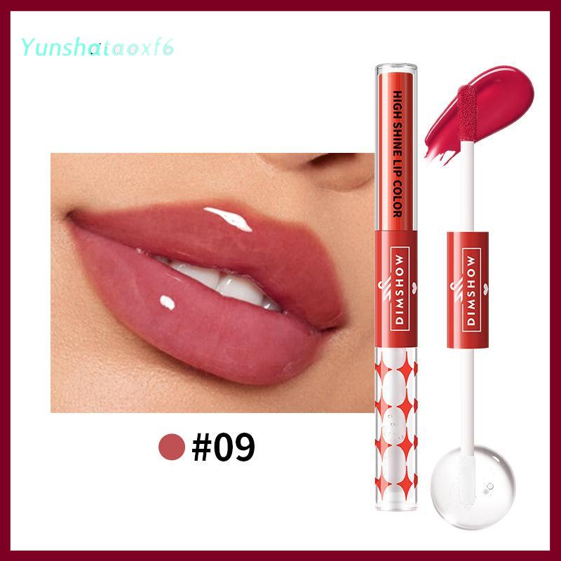 yunshataoxf Hai đầu dưỡng ẩm gương son bóng, lâu dài và không thấm nước nhung son môi, Màu vẽ không Smudge không dính cup - 5