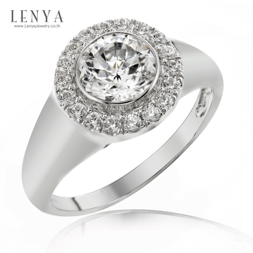 Lenya Cz Diamondlike Ring Enhances Personality and Confidence, Size 6.5 Mm, 925 Sterling Silver Body, White Gold Plated. ราคา 3,500 บาท*ส่งฟรี