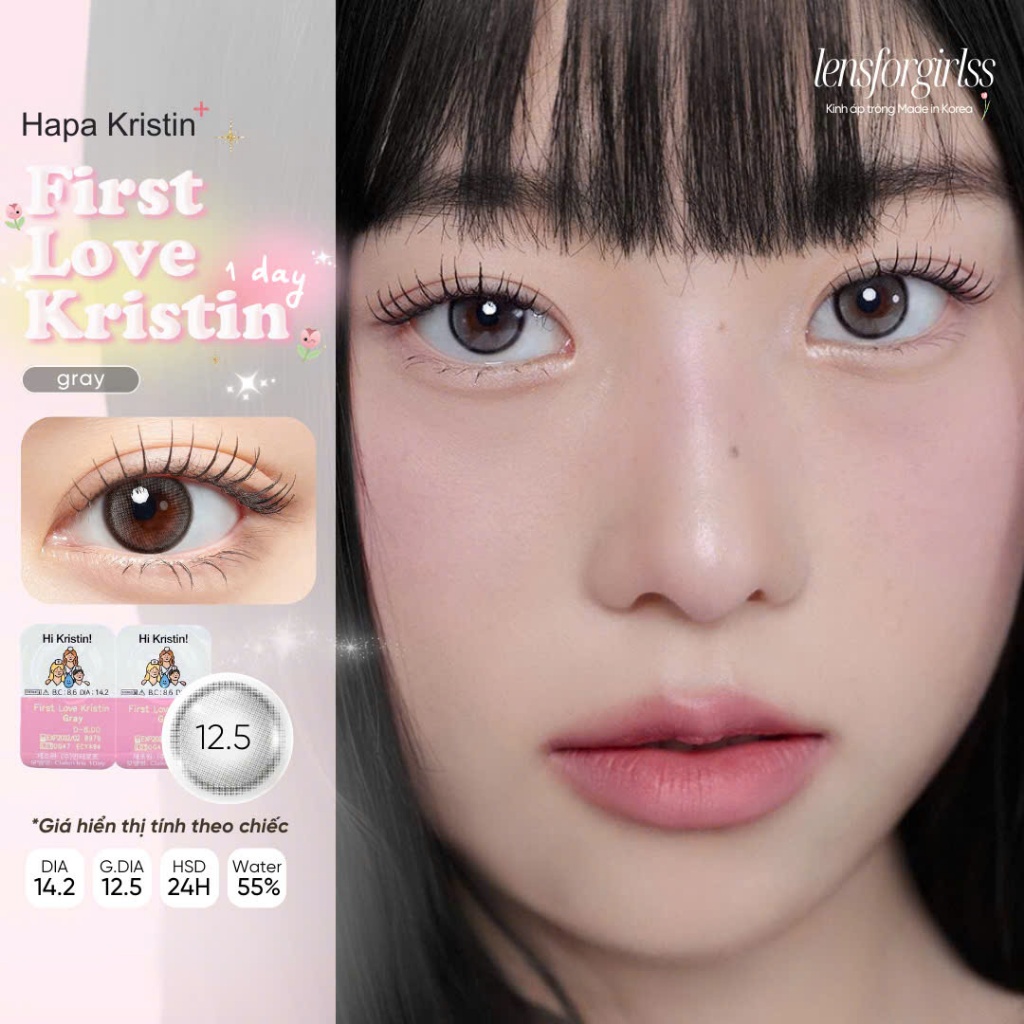 LENS WONYOUNG | Kính áp tròng 1 NGÀY FIRST LOVE GRAY chính hãng HAPAKRISTIN KOREA | Lens cận 1 ngày | LENSFORGIRLSS