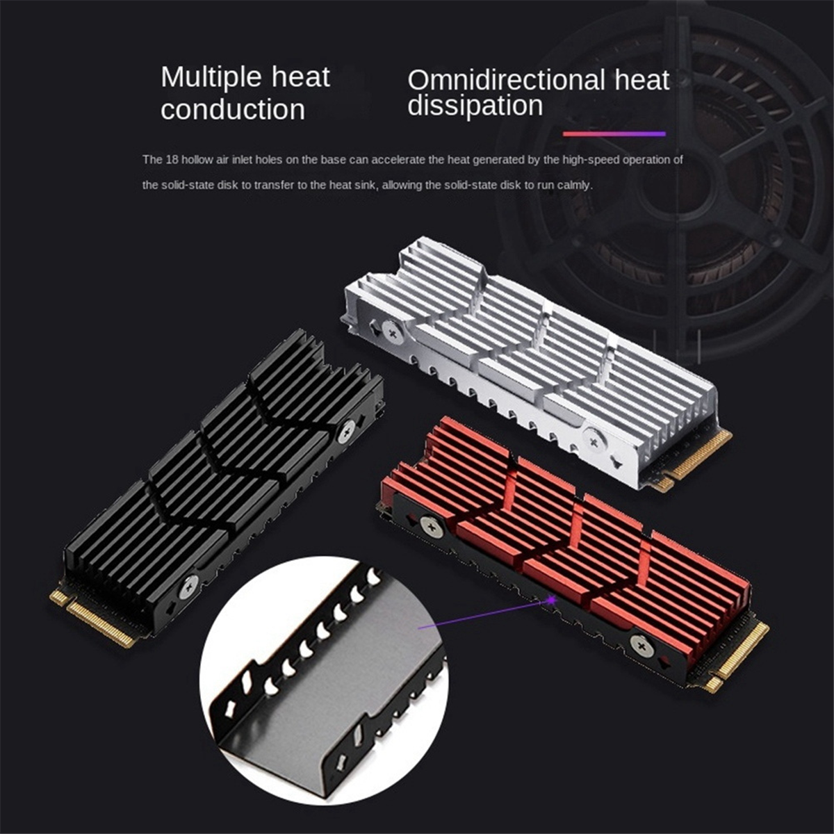 (TVDB) M.2Pro 2280 NVMe Heatsink M.2Pro SSD Heatsink Thermal Pad Aluminum Heat Dissipation Band Ther