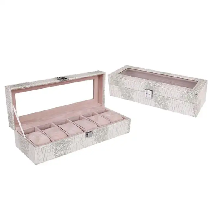 Korean Jewellery box organizer watch display crocodile pattern