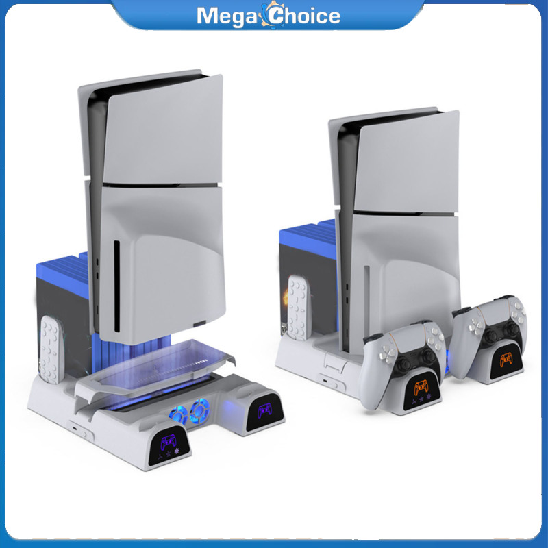 MegaChoice【Fast Delivery】Game Console Cooling Stand With Dual Controller Charger Station Remote Control Groove Game Slots Compatible For PS5 Slim Console ราคา 925 บาท*ส่งฟรี