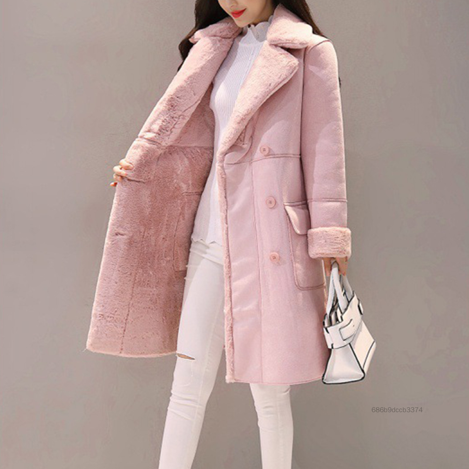 Đồ giả Lamb Hair Deserskin Velvet Mid-Lông dài cho phụ nữ 2022 Mùa đông Hàn Quốc Phong cách mới cộng với nhung dày TF-Ais-VN