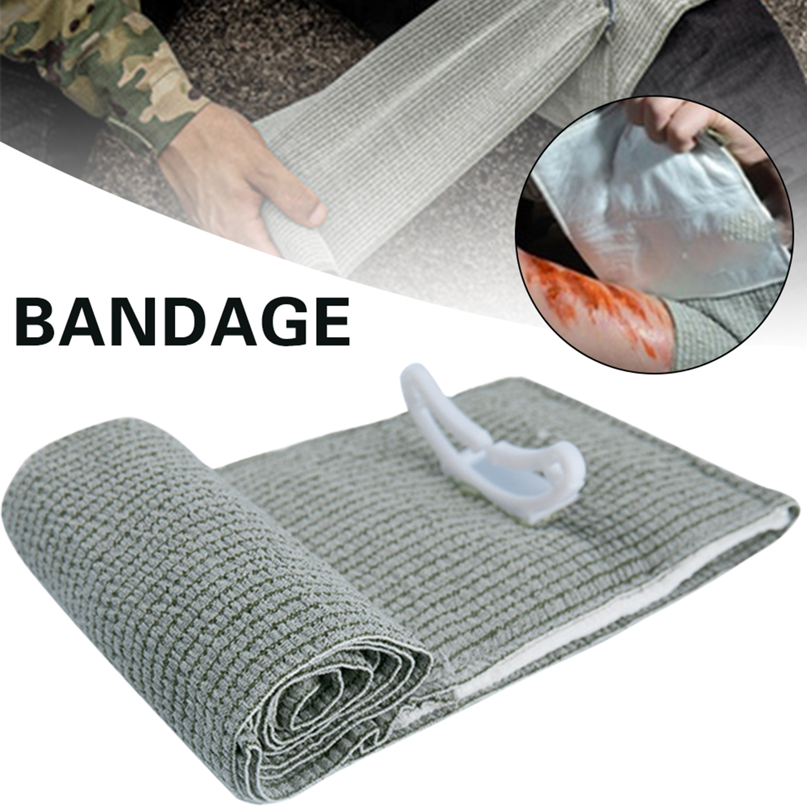 Compressed Outdoor Bandage Combat Military Style Battle Wound Dressing for