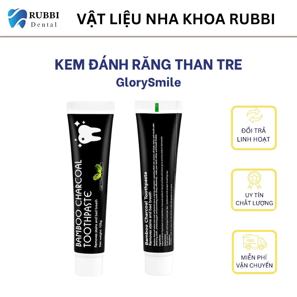 Kem đánh trắng răng 100% thiên nhiên than hoạt tính GLORY SMILE. Hàng nhập khẩu chính hãng hỗ trợ trắng răng