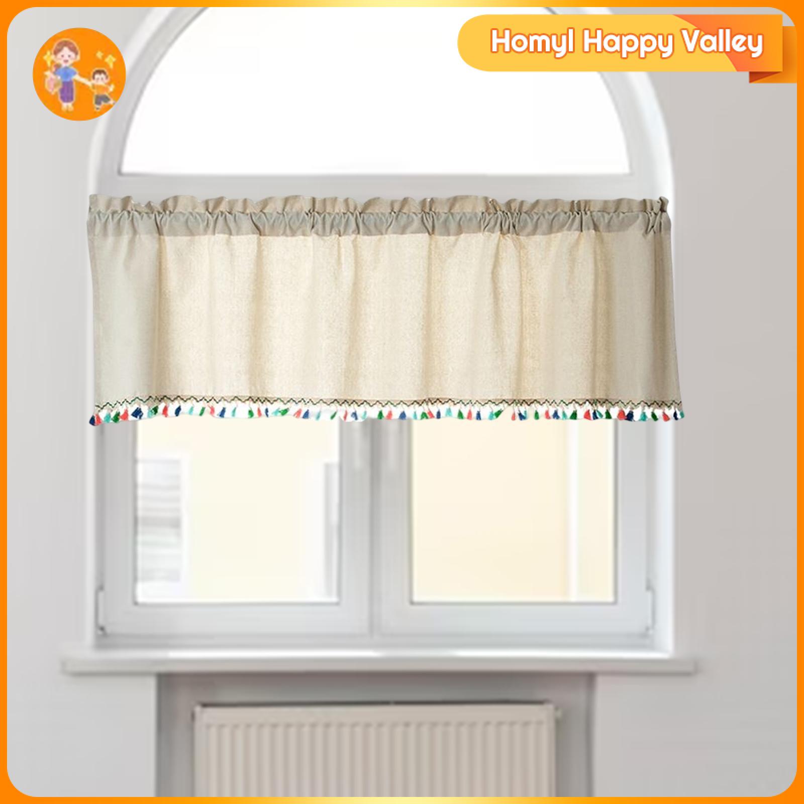 เลือกซื้อ ผ้าม่าน Homyl Curtain Valance Kitchen Valances for with Fringe Bohemia 1 Panel Curtain Topper Linen Valances for Bar Cafe ราคาพิเศษ มีเก็บเงินปลายทาง