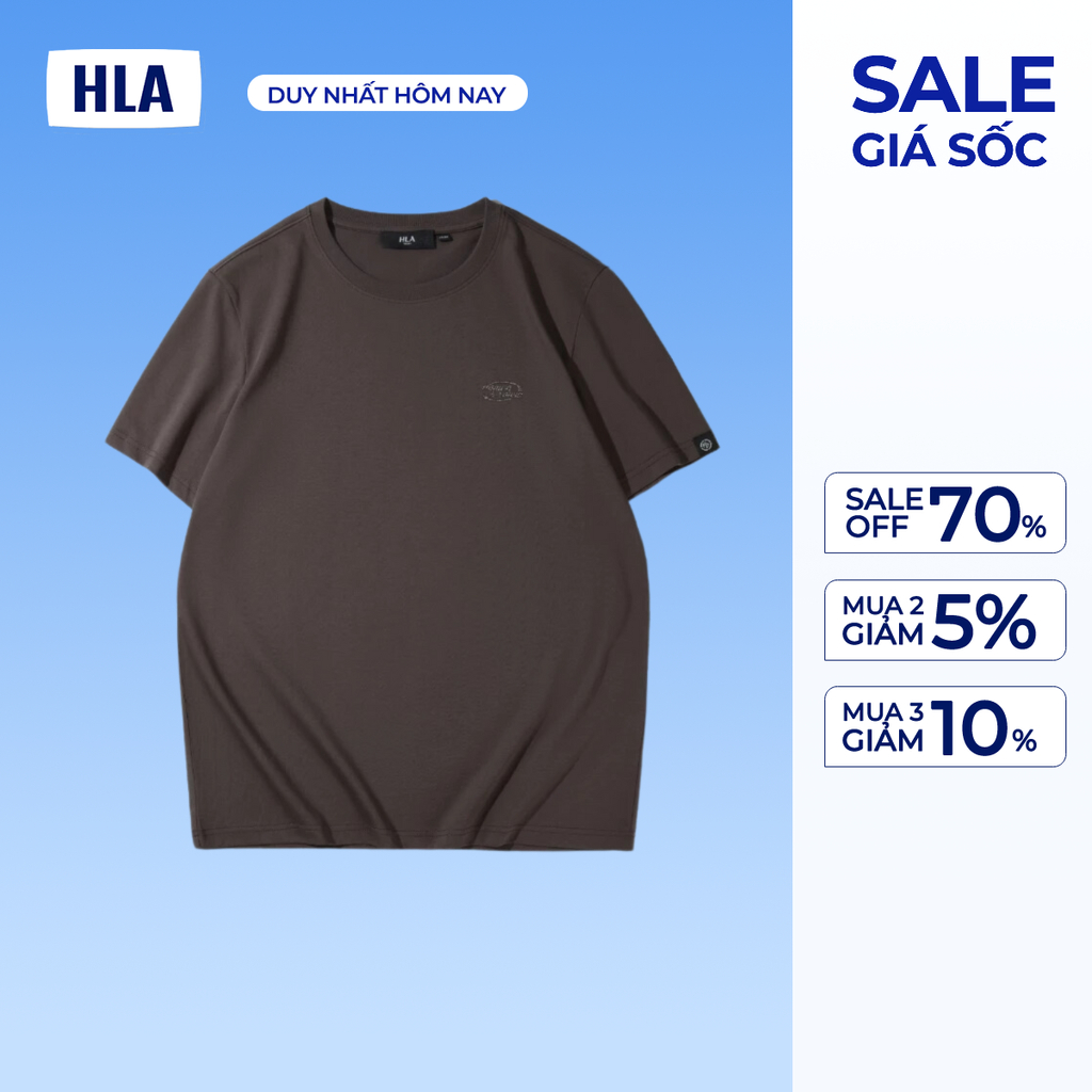 [DEAL SỐC] Áo thun nam HLA ngắn tay màu nâu, chất liệu thoáng mát mềm mại, thấm hút mồ hôi