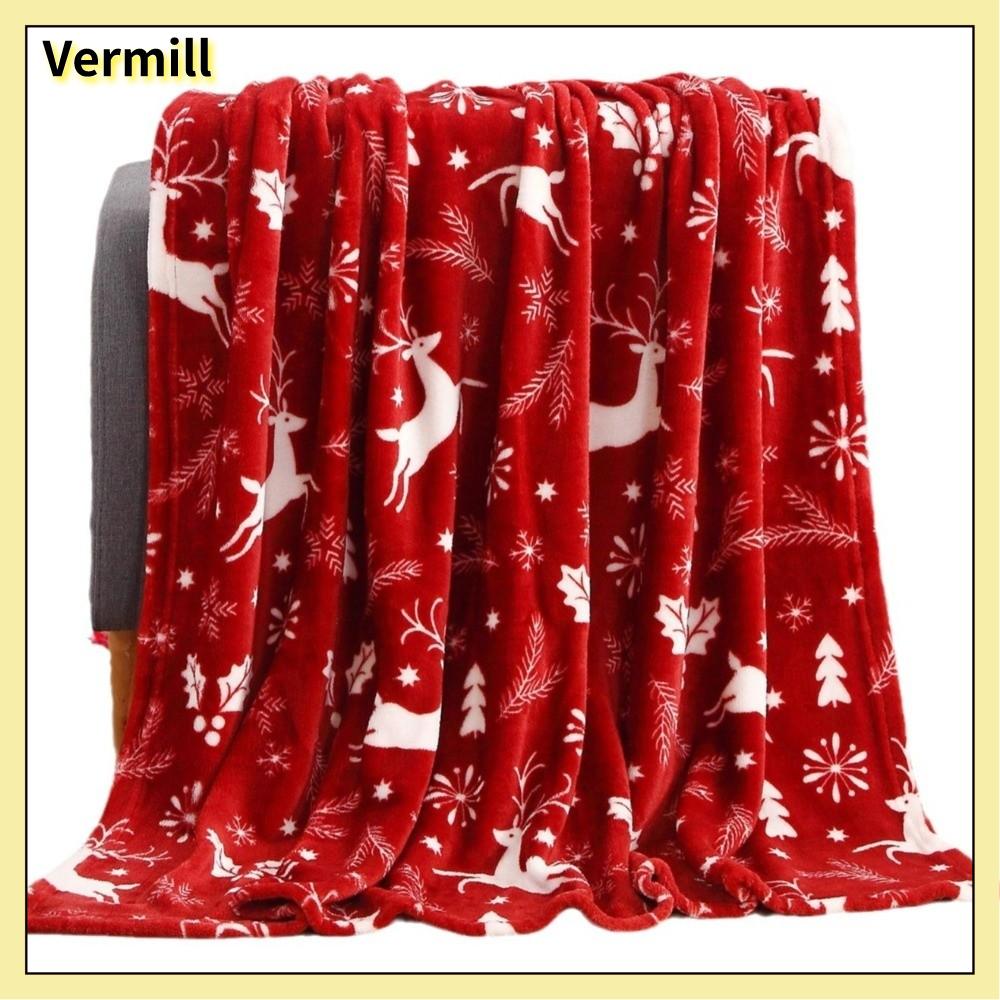 VERMILL Bông tuyết nai sừng tấm Chăn Sofa Vải flannel Mềm mại Chăn ấm áp thoải mái Mùa đông ấm áp Chăn ném Giáng sinh Dành cho giường sofa văn phòng