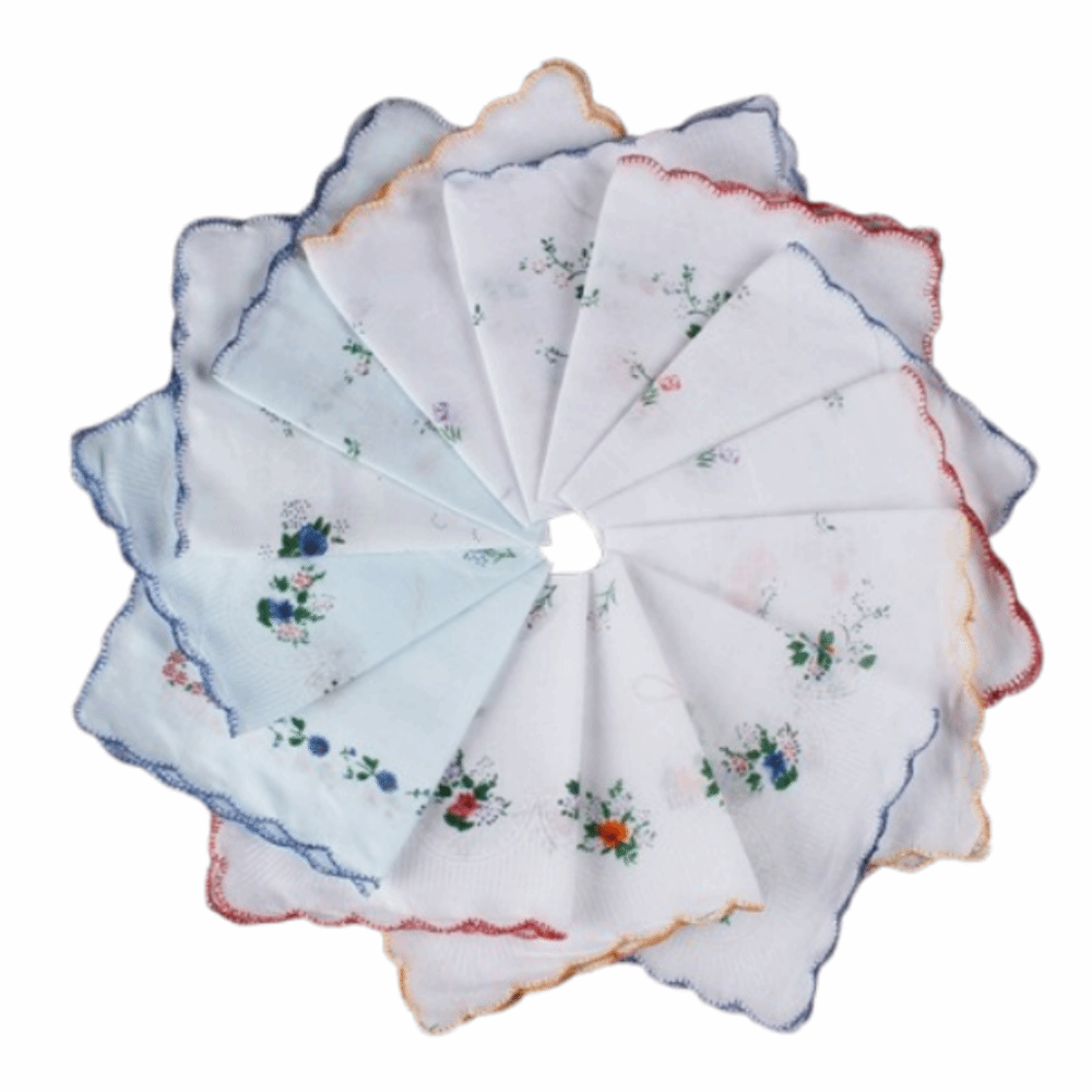 SQUAD 12Pcs Thấm hút mồ hôi Khăn tay in hình cho phụ nữ Phong cách cổ điển 28x28cm Khăn tay vuông Có thể tái sử dụng Thoáng khí Khăn mồ hôi mỏng Dụng cụ nhà bếp - 4