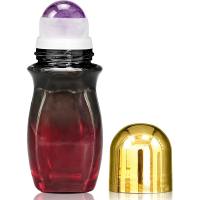 CUTEFIY Có thể đổ đầy lại Chai có eo tròn Kính màu hổ phách với các viên bi lăn pha lê Chai lăn 50ml với mũ vàng Chai nước hoa du lịch dành cho tinh dầu
