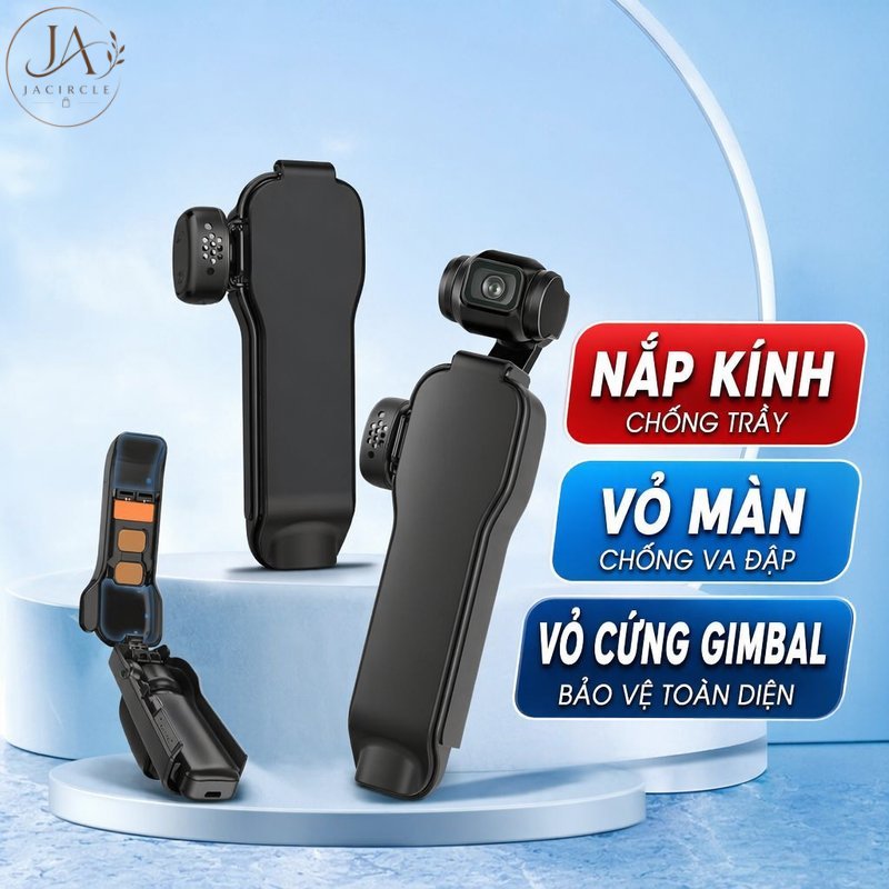 JACIRCLE Nắp ống kính ốp bảo vệ DJI Osmo Pocket 3 vỏ cứng che màn hình gimbal chống trầy chống bụi phụ kiện du lịch