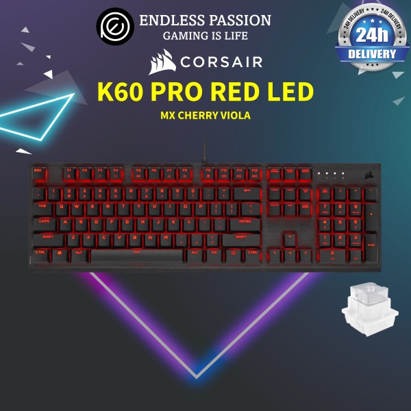 Corsair K60 PRO Mechanical Gaming Keyboard with Cherry VIOLA Switch, Red LED Singapore