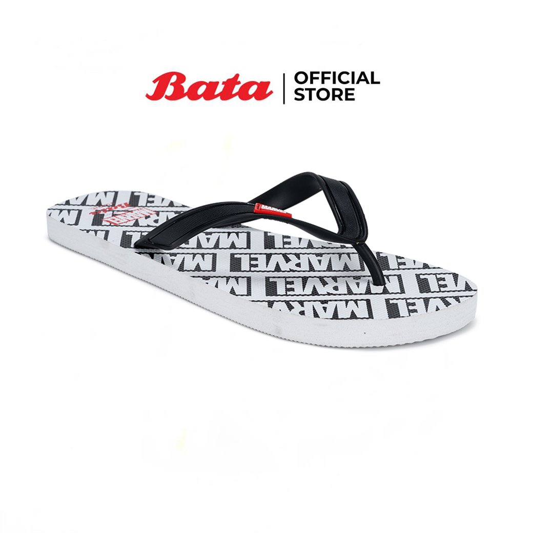 Bata บาจา รองเท้าแตะหูหนีบ น้ำหนักเบา ลุยน้ำได้ Marvel สำหรับผู้ชาย สีขาว รหัส 8101075 ราคา 100 บาท*ส่งฟรี